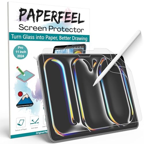 PAPERFEEL 2 Unités Protection Écran pour iPad Pro 11 Pouces M4 2024, Protecteur D'écran en PET Papier Mat pour iPad Dessiner, Anti-Reflet, Anti-empreintes Digitales