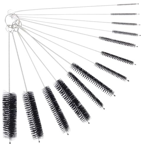 13 Stück Kleine Reinigungsbürste,Strohhalm Reinigungsbürste Flaschenbürste, Pfeifenreiniger Bürste, Flaschenbürste für die Reinigung von Schmalen Flaschenhälsen, Kühlschrankrohren (Schwarz)