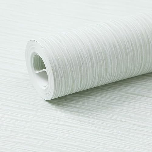 Snewvie Plain Textured Wallpaper Green Shabby Chic Striped Wallpaper Covering Wardrobes Bedroom Living Room DIY Refurbished Removable Thick Non-Woven Wallpaper