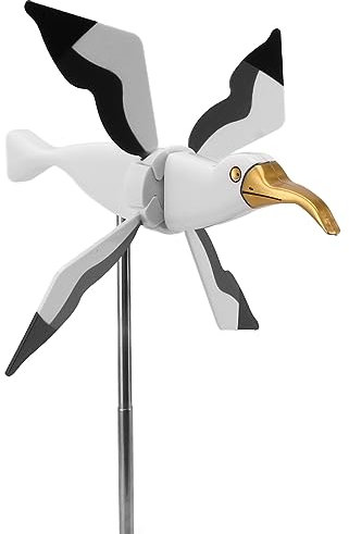 DriKou Moulin à Vent Volant Seagul, Sculpture extérieure de Mouette crée Un Plaisir visuel, girouette 3D en résine de Mouette pour Un bel Artisanat pour décorer Un Patio de Jardin
