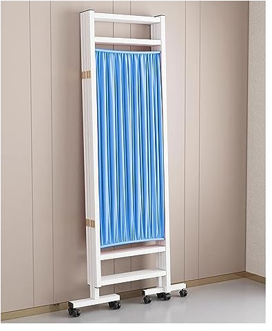 DLAZUM Rollbarer medizinischer Sichtschutz auf Rädern, 3 Paneele – 180 cm hoch, Faltbare Raumtrennung, temporärer Wandzaun, für Klinik/Station/Untersuchungszimmer, platzsparend (Blau – 3 Paneele –