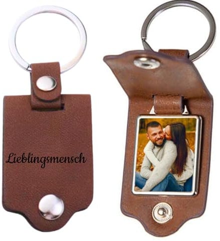 MyPrezzie Schlüsselanhänger personalisiert mit Foto - individueller Schlüsselanhänger mit Bild aus Leder - Geschenkideen zum Vatertag - Foto Geschenkideen - Schlüsselanhänger mit Gravur