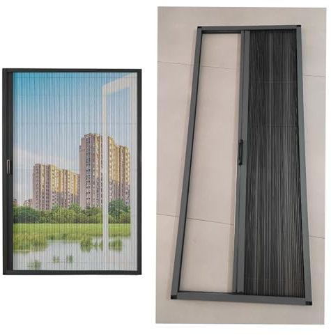 Fliegenschutz Alurahmen Mückengitter Faltbare, ausziehbare Fenstergitter für Hausfenster, horizontales Schiebefenstergitter mit Griff und Aluminiumrahmen, individuell gerahmtes Ersatzgitter für Schieb