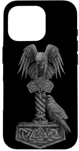Wikinger nordische Mythologie Thors Mjolnir Odins Huginn & Muninn Hülle für iPhone 16 Pro