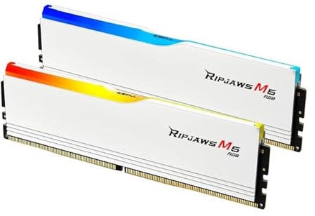 G.Skill Ripjaws M5 RGB (Intel XMP) 32 GB (2 x 16 GB) DDR5 6000 MHz CL36-36-36-96 1.35 V Desktop Memory RAM F5-6000J3636F16GX2-RM5RW bianco