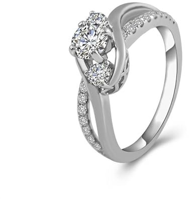 Skcess 9 Karat Weißgold Ring Damen D Moissanit Runden, Damen Ring Unendlich mit 0,5ct Moissanit Ring Damen Größe 66 (21.0)