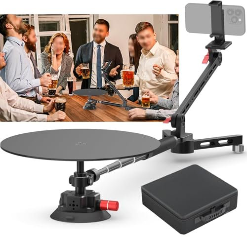 aromaoveite 360 Degree Spinner | Pro Drehteller FüR Fotografie | Drehbarer Kameraschieber | Foto-Videokabine | Drehbare Tischplattform FüR Kmmerzielles Video+Saugnapfbasis+Aufbewahrungsbox,Black