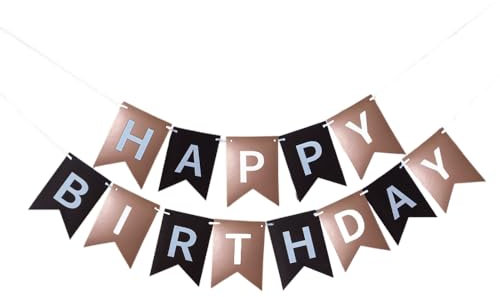 Kiyanest Elegant Rose Gold & Black Birthday Banner – Stylish Party Decor (5M)