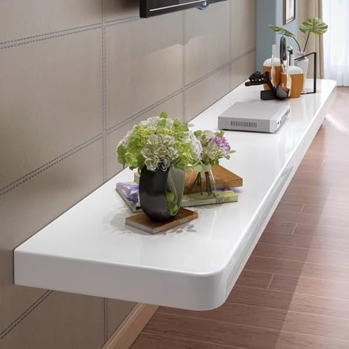 Easnuroz Meuble TV Flottant Meuble TV Flottant Meuble TV Mural 80-180cm Meuble TV, Table TV, Meuble Mural Multimédia, Meuble TV pour Salon Meuble Mural De Divertissement(Blanc,180 * 24 * 5cm)
