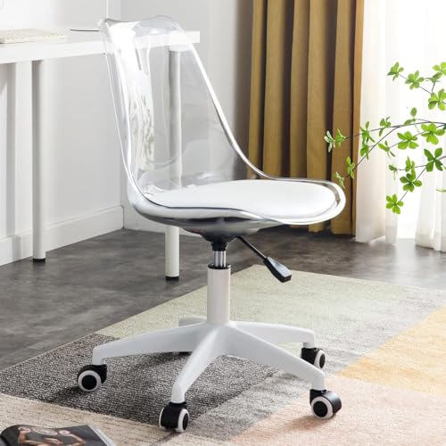 Shally Dogan Schreibtischstuhl aus Polypropylen mit 5 um 360° drehbaren Rollen, ergonomischer Sessel mit gepolstertem Sitz aus Schaumstoff mit hoher Dichte, ideal für Schlafzimmer, Büro, Zuhause