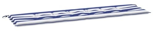 vidaXL Garden Bench Cushion Striped Blue and white 180 x 50 x 4 cm, Outdoor Cushion, Bench Pillow, Indoor, Elegant Design, Plush Foam-Filled, Comfortable Seating Addition