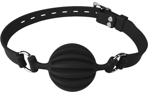 Silicone Knebel Ball Sex Knebel Ball Gag mit Luftlöchern(Schwarz 4,5cm) | Mundknebel Verstellbarer Silikon SexSpiele Ballknebel Sexspielzeug SM Einstellba Knebelr für Bondage für Männer und Frauen