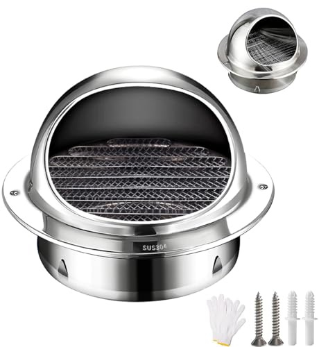 Griglia di Ventilazione In Acciaio Inox Griglia Aerazione Rotonda 50, 70, 90, 100, 120, 150mm Cappa di Scarico Per Bocchette di Scarico Ufficio Cucina Bagno(120mm/4.7in)
