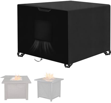 Kovshuiwe Porch Shield Fire Pit Cover Square 83cm x 83cm x 50cm-420D Fabric Waterproof and Resistant, Outdoor Fire Bowl/Table Cover, Gas Fire Pit Cover