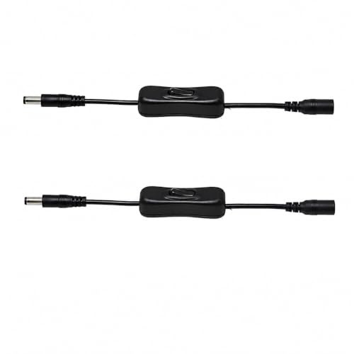 Switian Verlängerungskabel DC 5.5x2.5mm mit EIN-/Ausschalter, 2er Set - 30cm 18AWG Kabel für CCTV Kamera, LED Beleuchtung, 12V Netzteil, Monitor, Router, DVR, Sicherheitssysteme