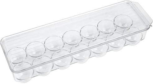 LINLINOI Egg Container for Fridge, Egg Holder, Egg Box, Egg Storage Box with Lid & Handle, Egg Box Plastic Transparent for up to 14 Eggs, Fridge, Kitchen Freezer
