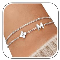 J.Fée Kleeblatt Armband Damen Gold und Armband Silber 925,Personalisiertes 14K Gold Vergoldetes Armbänder Mit Buchstaben A-Z, Damen Schmuck Geschenke für Frauen Mama Freundin Mädchen