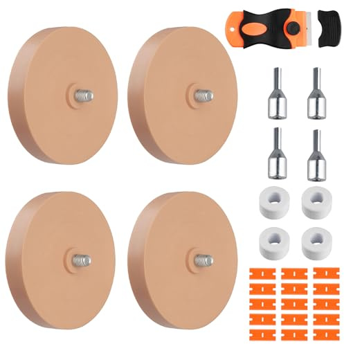 Shuqio 4‑teiliges Folienradierer‑Set mit Adapter für Akku‑Schrauber | Weiches Gummimaterial, 15 Ersatzklingen, schonende Reinigung von Kleberesten an Auto‑ und Motorradteilen