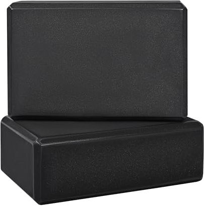 T-LOVENDO.ES Bloques de Yoga 2 Unidades de Espuma EVA Antideslizantes | Set de 2 Ladrillos para Pilates, Estiramientos y Meditación | Ligero, Resistente y de Alta Densidad – Color Negro | 15x23x7,5cm