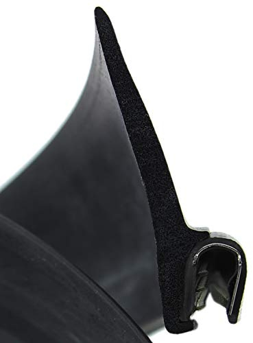 SMI-Dichtungsprofil DF9 für 4-6mm PVC mit Stahleinlage/EPDM Moosgummi selbstklemmend ohne Kleber - Kantenschutz mit Fahne oben Dichtung, Kantenschutzdichtprofil für Auto, Kofferraum (1 m)