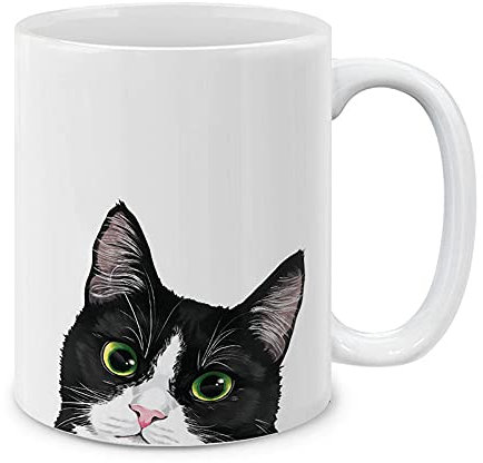 MUGBREW Tuxedo Cat Kitten Ceramic Coffee Mug Tea Cup, 11 OZ