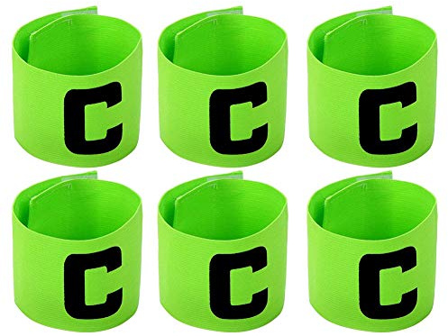 Onwon 6 Pieces Elastic Soccer Captain Armband Adjustable Football Basketball Player Bands for Adult Youth (Green)