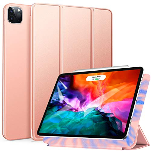ZtotopCase Magnético Funda para iPad Pro 2022/2021/2020 12.9 Pulgadas, Ultrafina, Fuerte y Magnética, Triple Soporte, para iPad Pro 12.9 2020/2021/2022, Oro Rosa