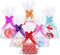 CODIRATO 50 Stück Bodenbeutel Cellophantüten Zellophantüten 15 x 25cm Cellophan Tasche Transparent Flachbeutel OPP Kreuzbodenbeutel mit 60 Pcs Pull Bögen für Halloween Süßigkeiten Weihnachten Geschenk