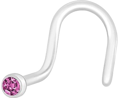 PIERCINGLINE PMFK Nasenstecker Spirale mit Kristall FLEXIBEL Piercing Nase Stecker Pink