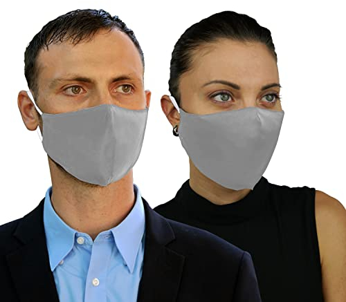 FLOWZOOM® Mascherine colorate - 2 mascherine in tessuto | Mascherina lavabile con filtro tasca | Mascherine donna | Mascherine riutilizzabili | Maschere per il viso regolabile | Taglia M, Argento