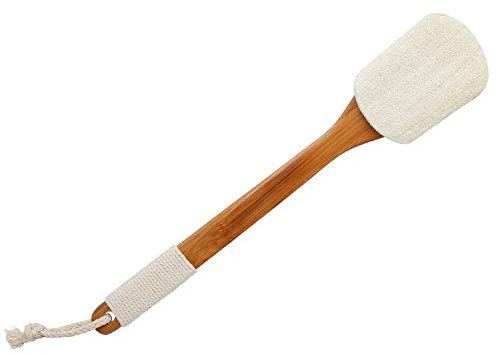 Leotruny 100% Natural Exfoliating Loofah with Long Wooden Handle
