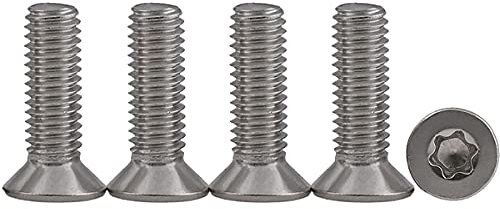 25 piezas M6x20 Tornillos para metales Torx Tornillos madera inoxidable Tornillo Mecánico de Cabeza Avellanada Accionamiento estándar Rosca Completa,para equipos de maquinaria y muebles para el hogar