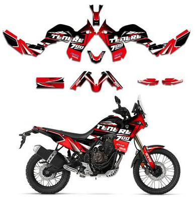 MXP Adesivi grafici per moto, kit decorativi adatti per Yamaha TENERE 700 T7 2019 2020 2021 (rosso)
