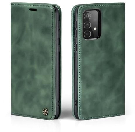 LBH Handyhülle für Samsung Galaxy A53 5G in Grün mit Karten- und Geldfach Smartphone Hülle mit Standfunktion Flip Case Schutzhülle Magnetverschluss Vintage