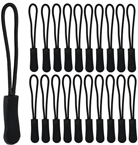Vesaneae 20 Pièces Tirette Fermeture Eclair, 6.5 * 1 cm Onglets Zip de Rechange, Tirette Fermeture Eclair Remplacement, Zip Tirettes de Fermeture, Attache Fermeture Eclair Universelle, Noir