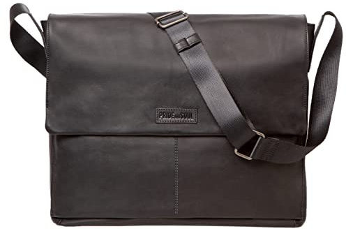 Pride and Soul 47532 - Umhängetasche URBAN, Notebooktasche für 12 Laptops, Laptoptasche aus Echt Leder, Tasche für Büro und Freizeit, Schultertasche ca. 30 x 38 x 8 cm, Schwarz