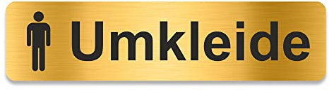 Blacked LaserTEC Leitsysteme - Acryl Schild - Eckig 4 x 16 cm - Selbstklebend - Gold gebürstet - Metall-Optik - UV beständig - Für Innen und Außen (Umkleide Herren)