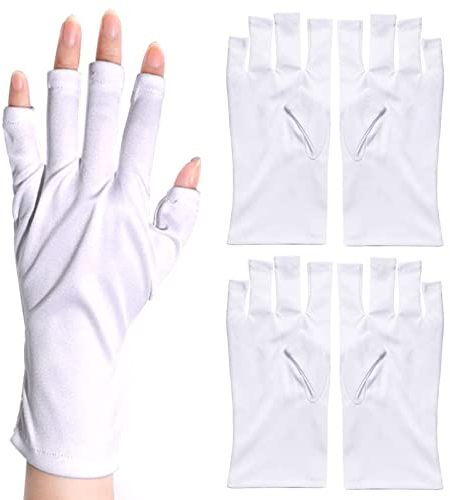 XPOOP 2 Paar Maniküre Handschuhe UV Shield Handschuhe Anti UV Fingerlose Handschuhe UV Schutz Fingerlose Nagellack Gel Maniküre Handschuh vor UV Licht Lampe Maniküre Trockner, White