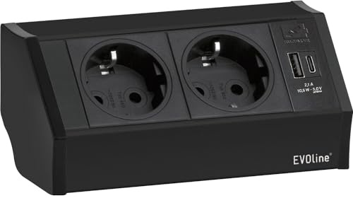 EVOline V-Dock Steckdosenelement 2 x Schuko, USB-A + C Charger schwarz