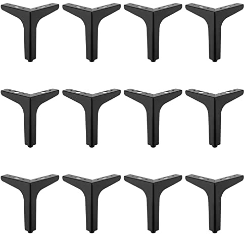 ZEONHEI 12 Stück Möbelfüße Schwarz 10cm Metall, Möbelfüße Dreieck Tischbeine mit Schrauben, Sofafüße Schrankfüße Möbelbeine für DIY Schrank, Sofa, Couchtisch, TV-Schrank
