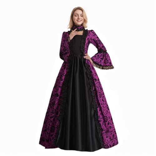 CAMDOM Robe de soirée Victorienne médiévale pour Femme Robe Gothique Robe de soirée Cocktail Elegante