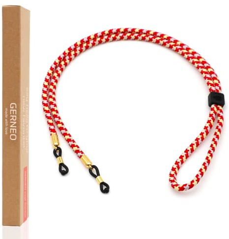 GERNEO® – L'originale – Firenze – fascia per occhiali da sole e occhiali da lettura con supporti in argento – diversi colori – regolabile con cavo e logo, rosso fuoco, Taglia unica