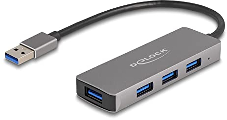Delock 4 Port USB 3.2 Gen 1 Hub mit USB Typ-A Anschluss - Typ-A Buchsen seitlich