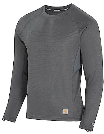 Carhartt Herren UM0223M Force Midweight Microgrid Base Layer Crewneck, Asphalt, L
