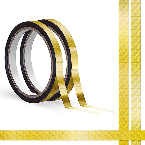 Vantasii 100 Meter holografisches Gold-Grafikband, glitzerndes Metallic-Klebeband, wasser- und reißfest, metallische Spiegelfolie, abnehmbar ohne Rückstände, für Geschenkboxen, DIY-Dekorationen