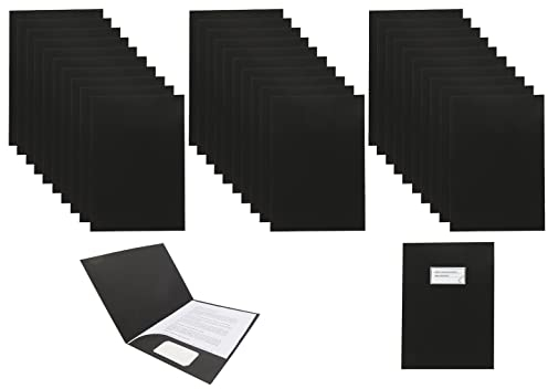 Smiling Art 30er Präsentationsmappe aus 320g /m² Kraftpapier in A4 Format, Dokumentenmappe, Aktentasche, Aktenordner, Ordnungsmappe Ideal fürs Büro Schule Uni 31 x 24 cm (Schwarz, 30er)