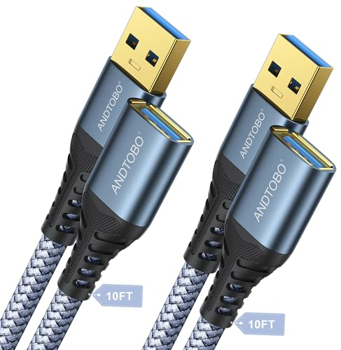 2 Stück USB Verlängerungskabel 3M, USB 3.0 Typ A Stecker auf Buchse Verlängerungskabel High Speed Datenübertragung 5Gbps Kompatibel mit Gamepad, Drucker, Webcam, Tastatur, USB Stick, Hard Drive
