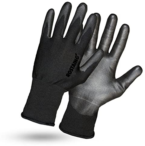 Guantes de trabajo Anti-corte EN388 EXTRA FINOS Táctil Revestimiento de Nitrilo Antideslizante, Guantes de protección laboral Profesionales Hombre Mujer, Seguridad Industrial, bricolaje FS(Talla8)