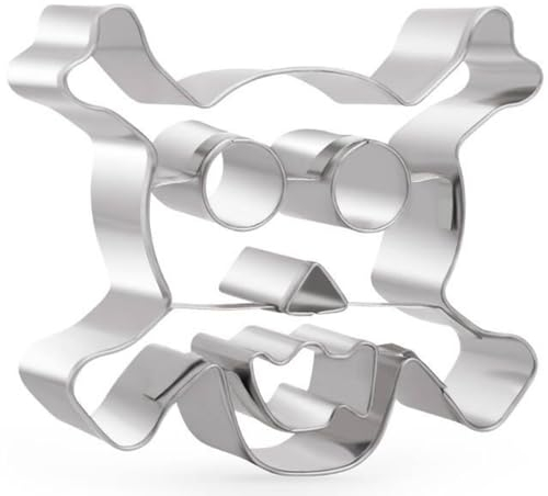 Keepaty 1 Pieces Halloween Skeleton Cookie Cutter,Stainless Steel Fondant Biscuit Molds,Pirate Skull Shape Cookie Cutter for Kids Baking Cookie