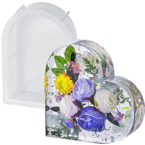 TYFYH Große Epoxidharz Formen Herzform Silikonform Gießform Resin Epoxidharz für Harz Handwerk, Buchstütze Form, DIY Home Decor, Harz Kunstwerk